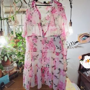 Plus Size Sheer Floral Dress